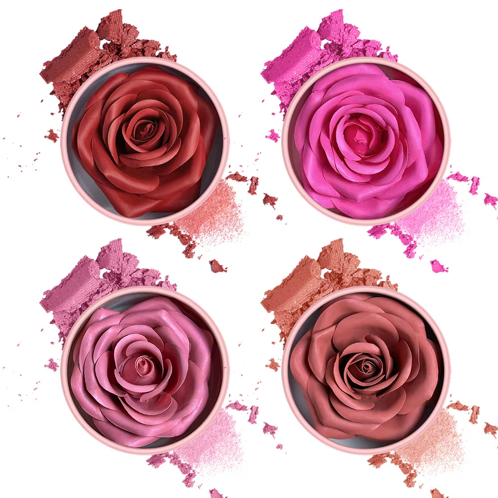 3D Petal Rose Makeup Blush 4 Colors Gift Highlighter Rare Beauty Blush Rubor Forma Rosa Real Rose Flower Blush Shimmer Makeup