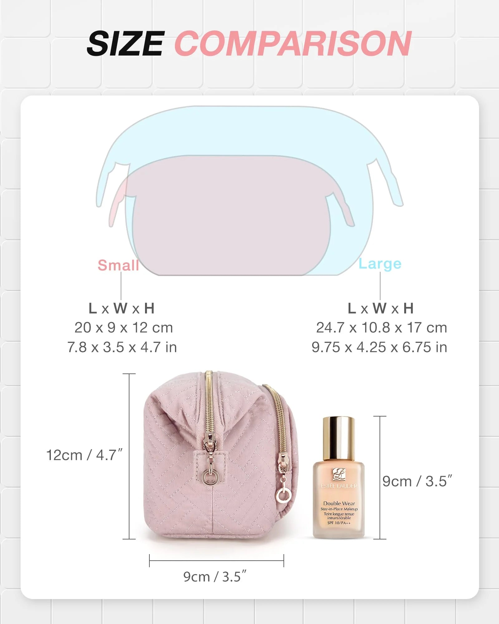 Large Capacity Makeup Bag Cosmetic Pouch, Wide-Open Travel Toiletry Bag Organizer Case for Lipsticks Electonic Accessories, Waterproof Portable, Multifunction, Pink