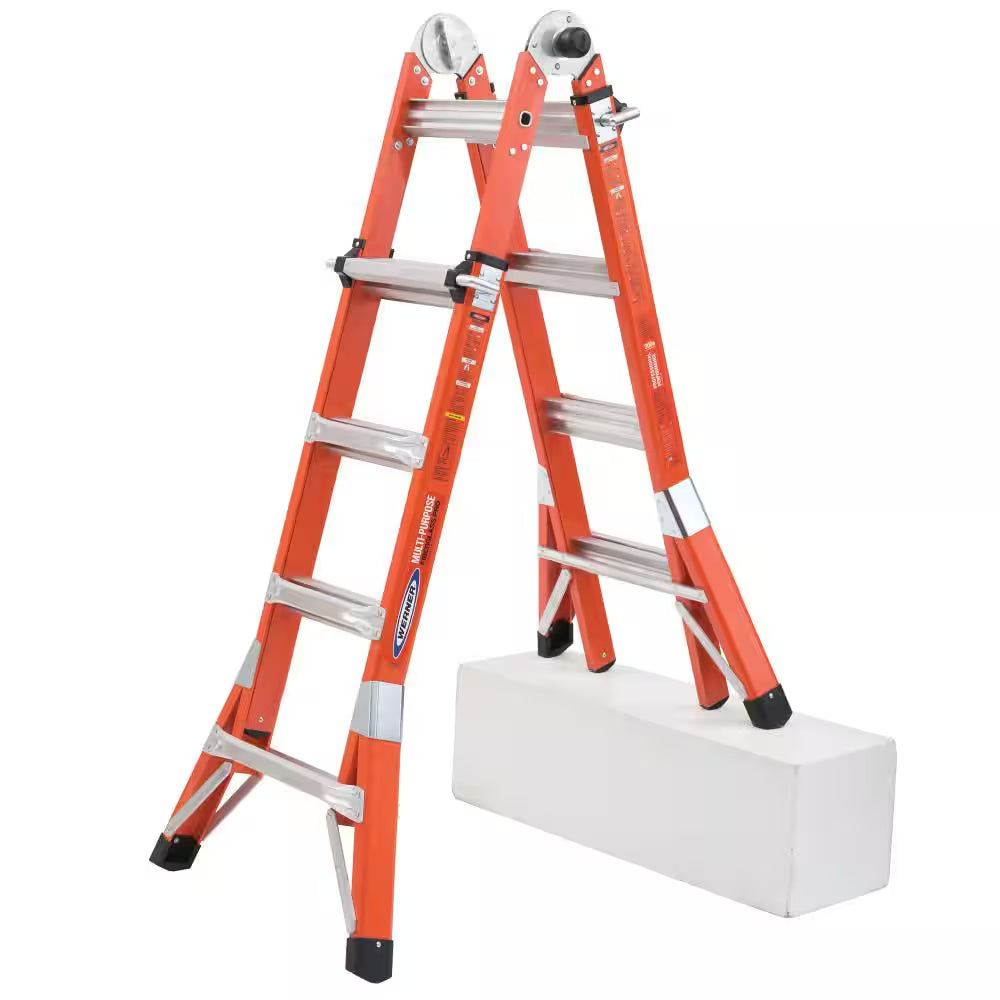 18 Ft. Reach Height Multi-Purpose Fiberglass PRO Ladder with 300 Lbs. Load Capacity Type IA