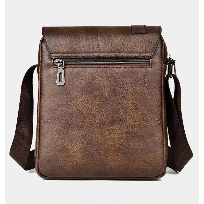 Men'S Retro Business Shoulder Bag New Fashionable Brand Name PU Leather Retro Handbag Versatile Travel Crossbody Bag Tote Bag