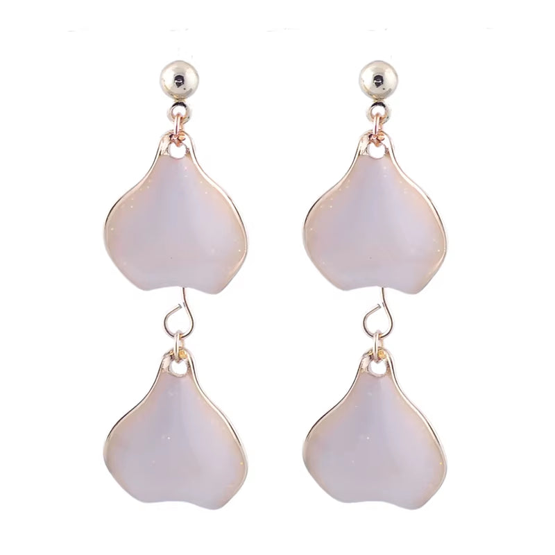 Unique Black&Pink&Green Enamel Petaloid Drop Earrings for Women Gifts Gold Color Fashion Jewelry Accessories Wholesale