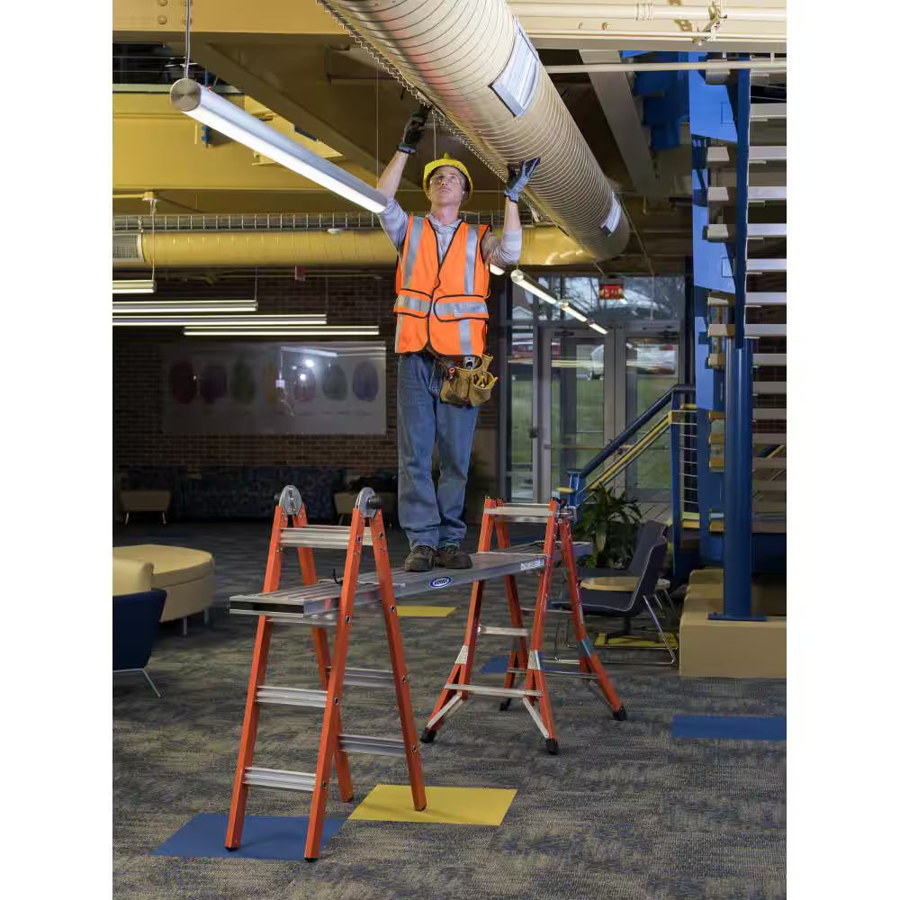 18 Ft. Reach Height Multi-Purpose Fiberglass PRO Ladder with 300 Lbs. Load Capacity Type IA