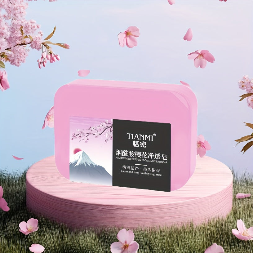5pcs Cherry Blossom Niacinamide Soap, Rich in Cherry Blossom, Niacinamide Ingredients, Deep Cleansing, Makeup Remover, Hydrating and Moisturizing for All Light Beige Types, Long-Lasting Fragrance, Ideal Gift for Mother'S Day,