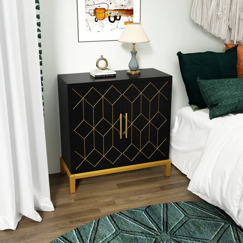 32" Accent Cabinet with Gold Trim