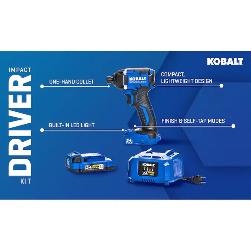 24-Volt 1/4-In Brushless Cordless Impact Driver (Battery Included and Charger Included and Soft Bag Included)