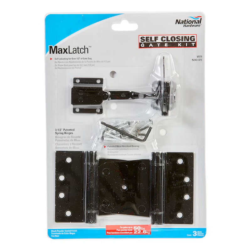 3-1/2-In Black Gate Hardware Kit