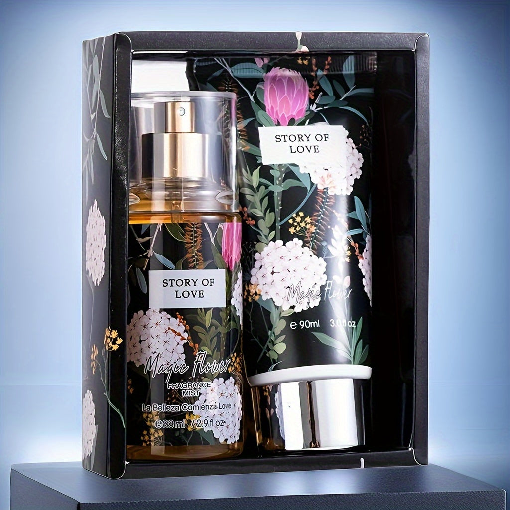 2.98oz Fragrance Mist&3.04oz Perfumed Body Lotion, Floral Notes, A Perfect Gift For Her, Nourishing Moisturizing Gift Set