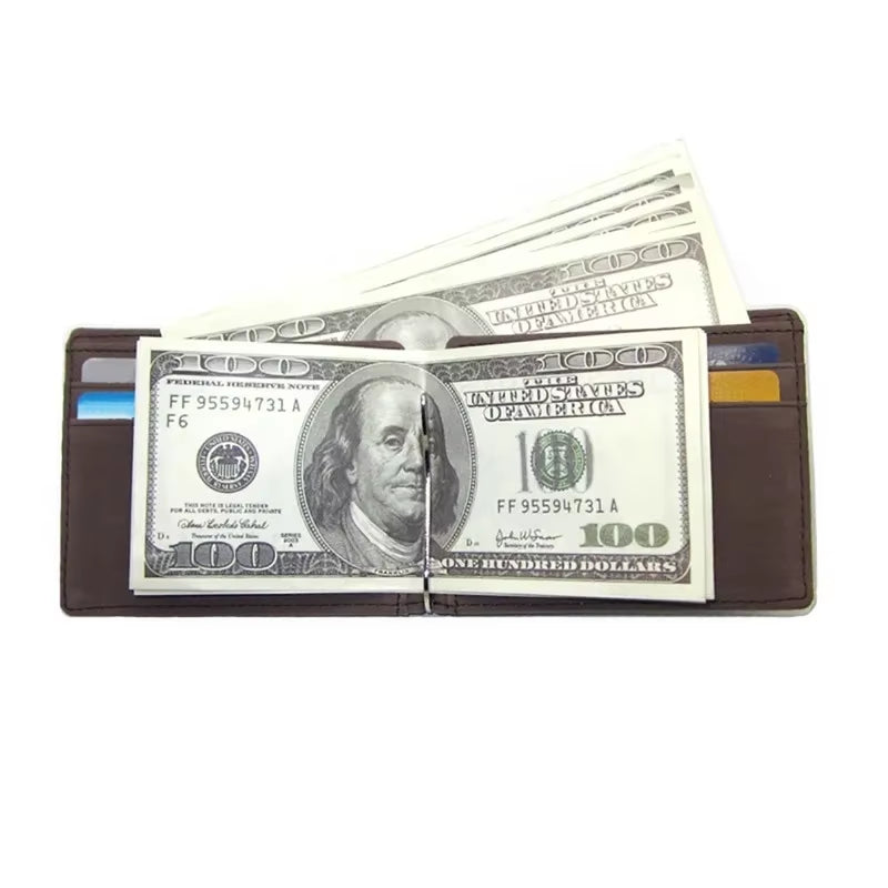 Brand Men Wallet Short Skin Wallets Purses PU Leather Money Clips Sollid Thin Wallet for Men Purses