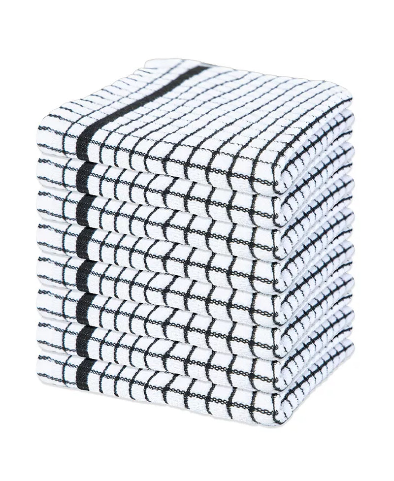 Classic Checkered Dishcloths (Pack of 8), 100% Cotton. Color Options, 13X13 In.