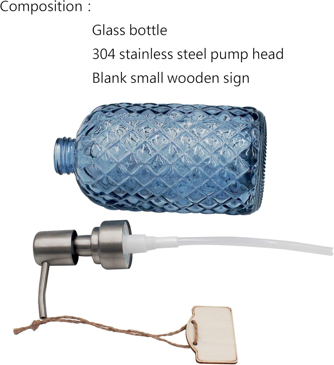 16 Oz Diamond Glass Soap Dispenser for Kitchen or Bathroom