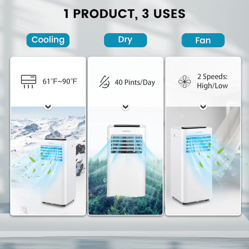 5000 BTU DOE 115-Volt Vented Small Room Portable Air Conditioner Remote Included