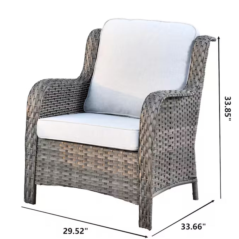 5 -Piece Wicker Patio Sofa Conversation Set with Gray Cushions