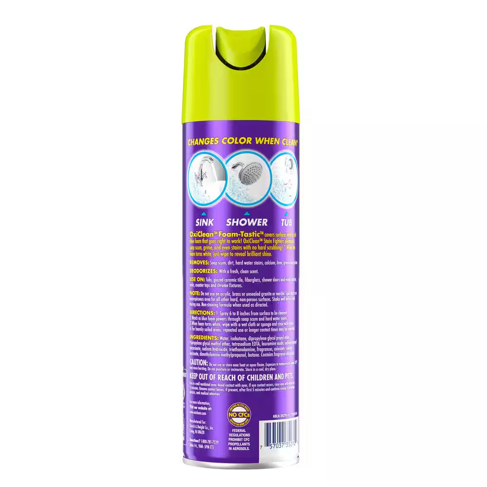 19 Oz. Foam-Tastic Foaming Bathroom Cleaner Spray Can, Fresh Scent (2-Pack)