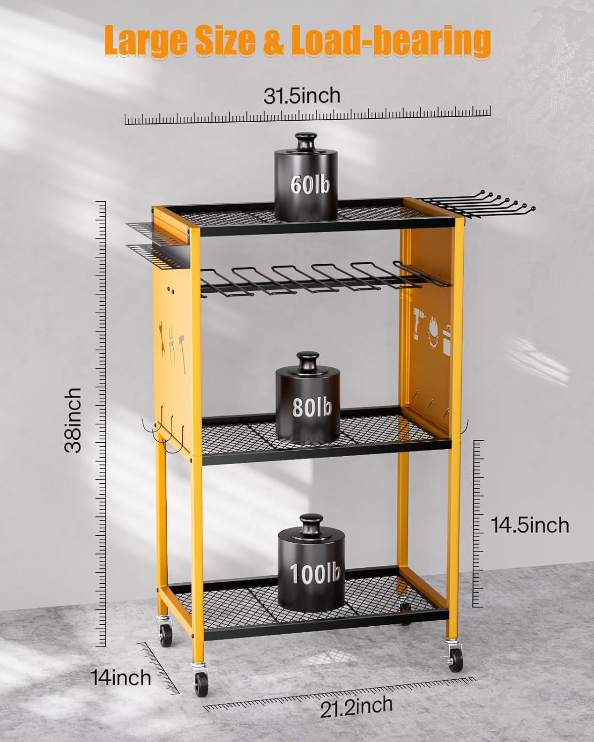 Power Tool Organizer with Wheels - Garage Power Tools Storage Cart, Large Rollin