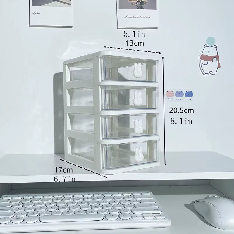 Clear Stacking Drawer Organizer - Multi-Tier PP Storage Box for Office/Beauty Products, Modular Desktop System (2-5 Layers)