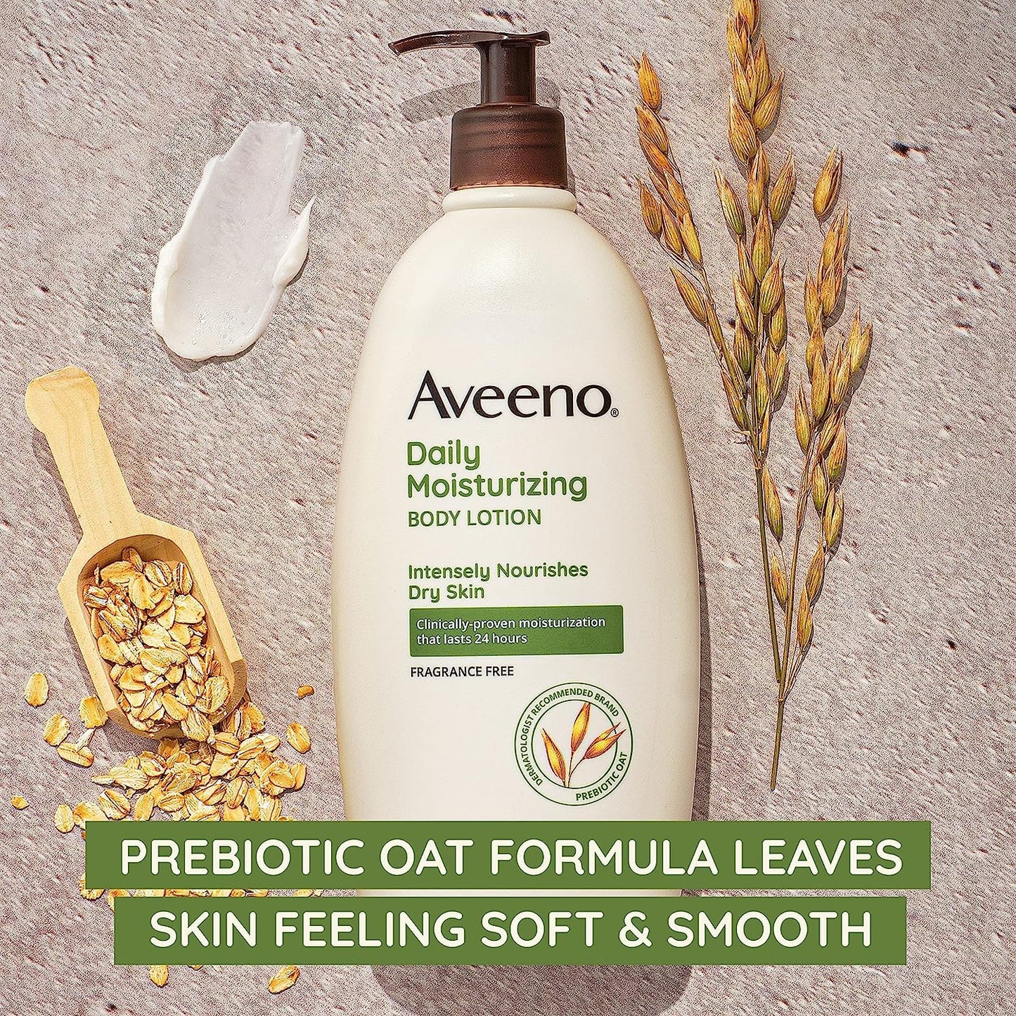 Daily Moisturizing Body Lotion for Dry Skin with Prebiotic Oat, Fragrance & Paraben Free, Non-Greasy, Non-Comedogenic, for Sensitive Skin & 48-Hour Moisturizer 18 Fl Oz