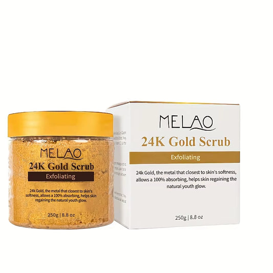 24K Gold Scrub, Exfoliate Face & Body Salt Scrub,Pore Cleanser, Shower Scrub for Men & Women