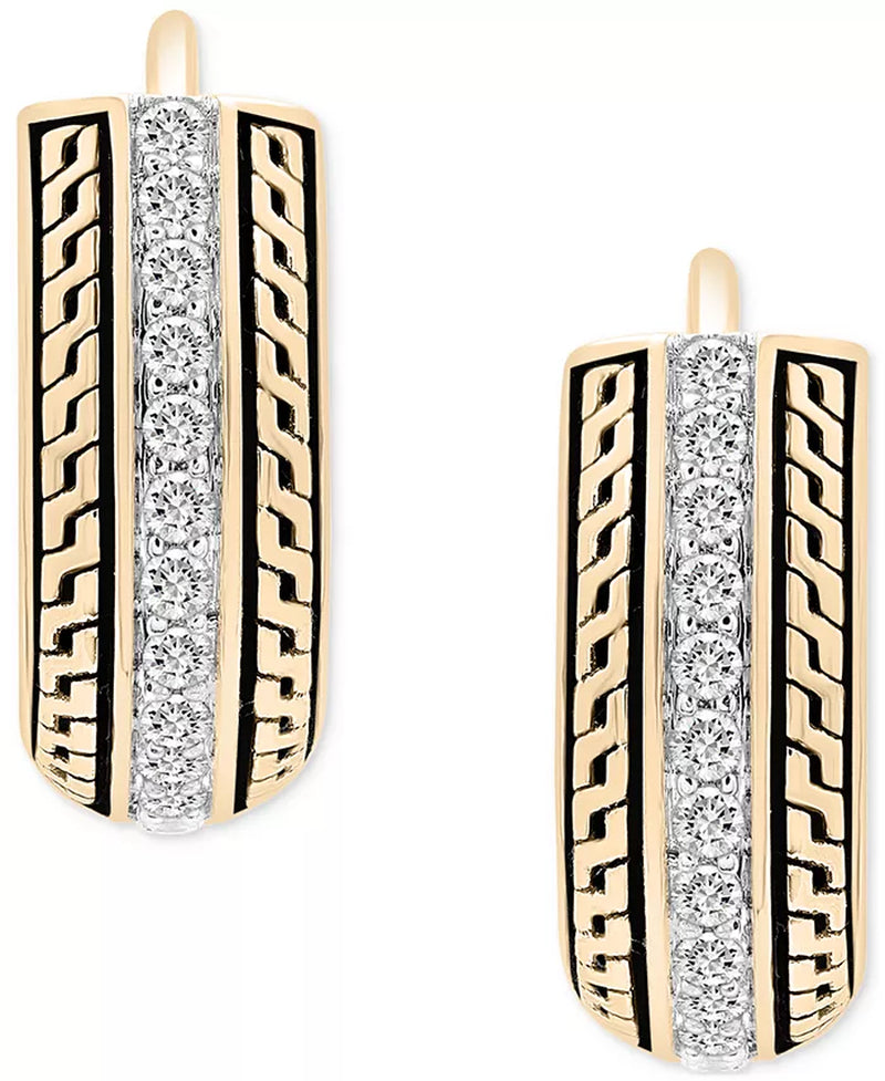 Men'S Diamond Thick Hoop Earrings (1/5 Ct. T.W.) in 14K Gold-Plated Sterling Silver, 1/2"