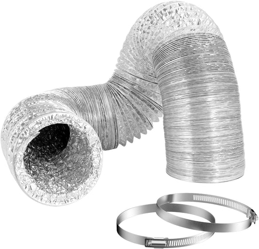 3 Inch Duct 6.56 Feet,  Flexible Dryer Vent Hose for Tight Space Dryer Exhaust Hose Aluminum Duct for Heating and Cooling Ventilation-With 2 Clamps.