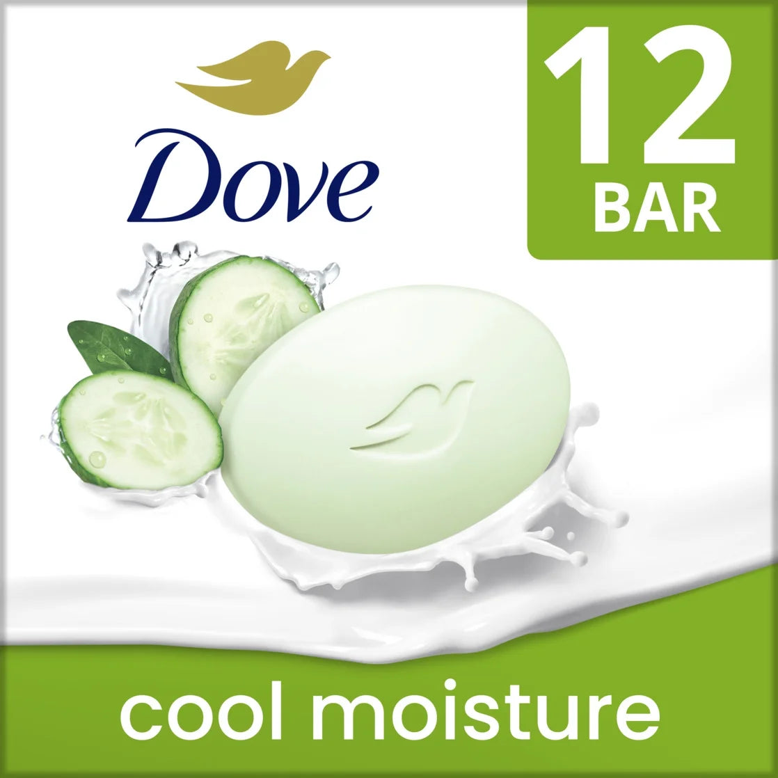 Beauty Bar Women'S Bath Soap Cool Moisture Cucumber & Green Tea Scent, 3.75 Oz 12 Bars