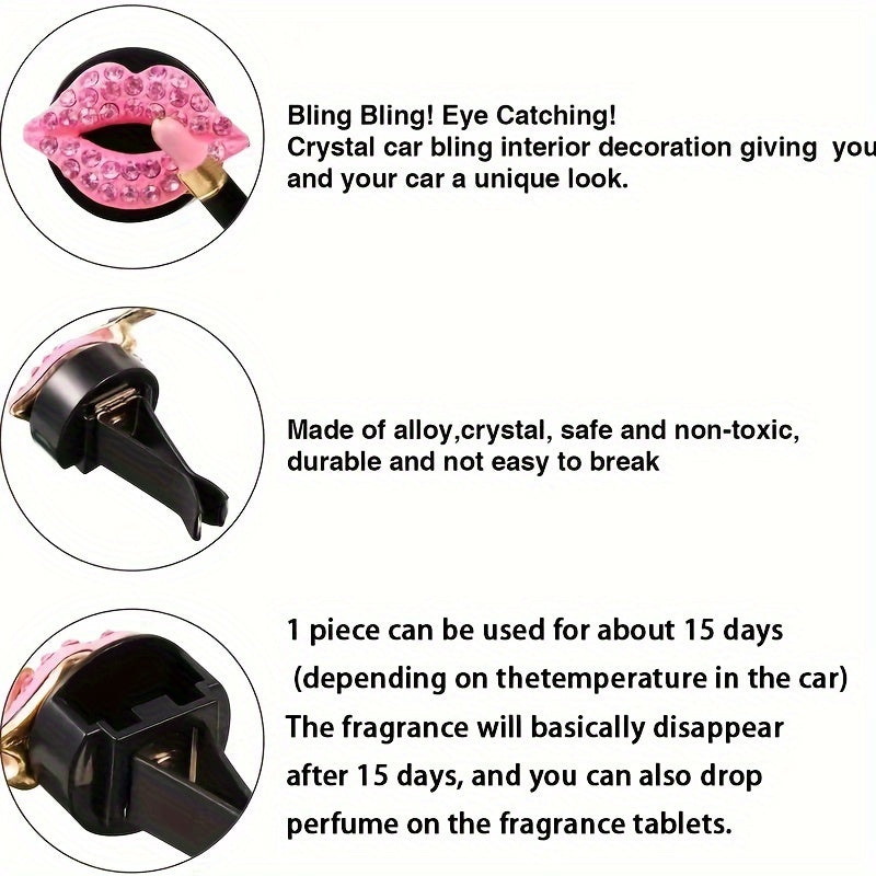 2pcs Car Air Outlet Aromatherapy💕 Clip💯 - Creative Rhinestone Heart Design - Perfume Decoration Clip - For Car Interior - Suitable for Women👑 & Girls - Perfect Gift for Car Lovers💖
