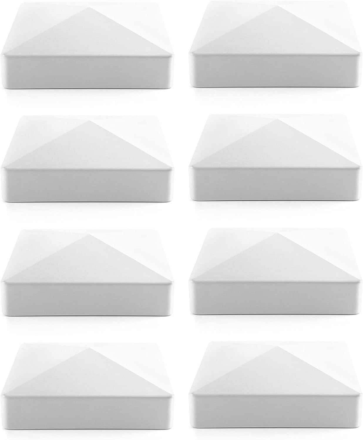 5”X5” White Vinyl Fence Post Caps 8 Pack for Mailbox Deck Dock Lamp Post