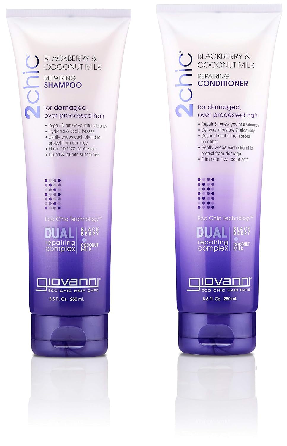 COSMETICS - 2Chic Repairing Shampoo & Conditioner, 8.5 Fluid Ounce / 250 Milliliter - Dual Repairing Complex for Damaged Over-Processed Hair