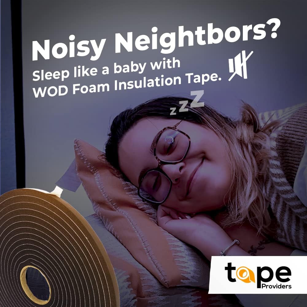 WOD SSFLDFT Closed Cell Sponge Rubber Foam Tape, 1/16 Inch Thick, 2 Inch X 150 Ft. Made in USA Weatherstrip Seal, Windows and Doors Adhesive, Sound Proof Insulation, Black