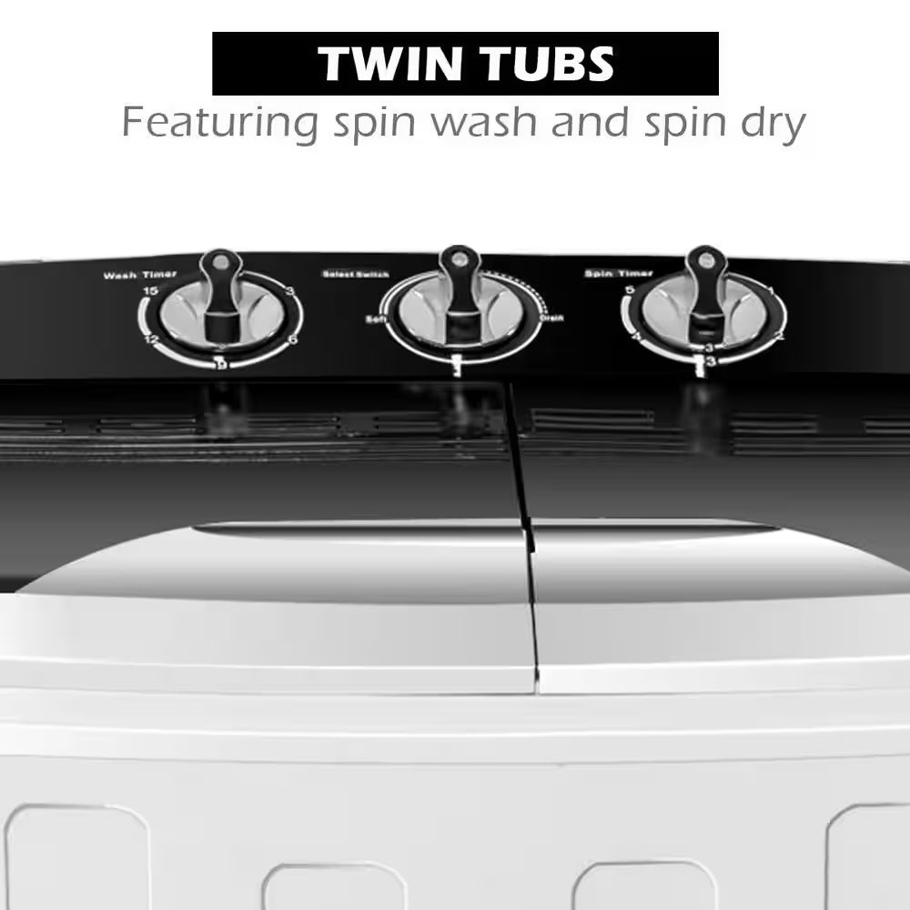 Timer Compact Mini Twin Tub 8 Lbs. Washing Machine Washer Spinner
