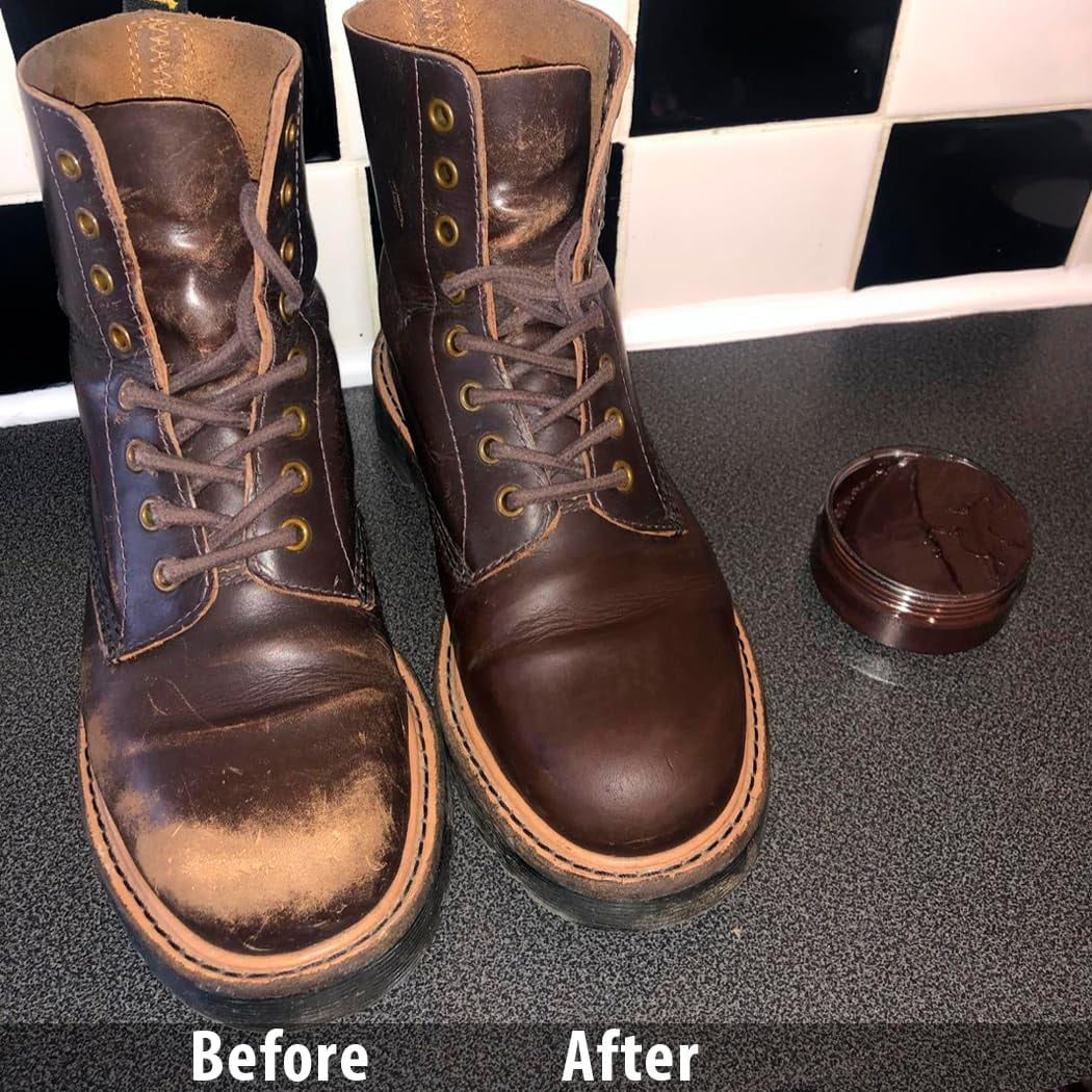 Premium Leather Boot & Shoe Polish Cream - Restores, Conditions & Polishes - Dark Brown - 3 Oz