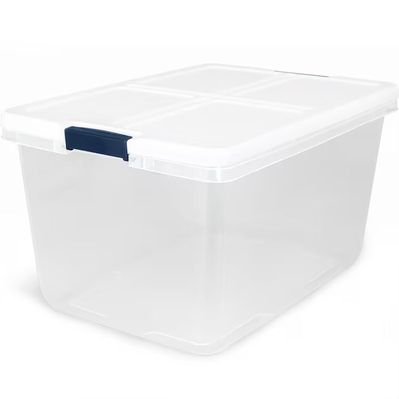 X-Large 25 -Gallons ( 100 -Quarts ) Clear/White Stackable Tote with Latching Lid