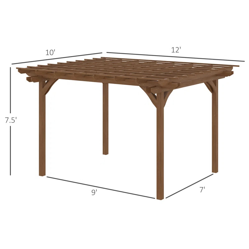 12 Ft. W X 10 Ft. D Solid Wood Pergola