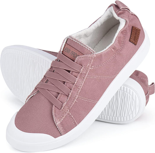 Womens Shoes Slip on Canvas Sneakers Fashion Comfortable Low-Top Casual Walking Shoes