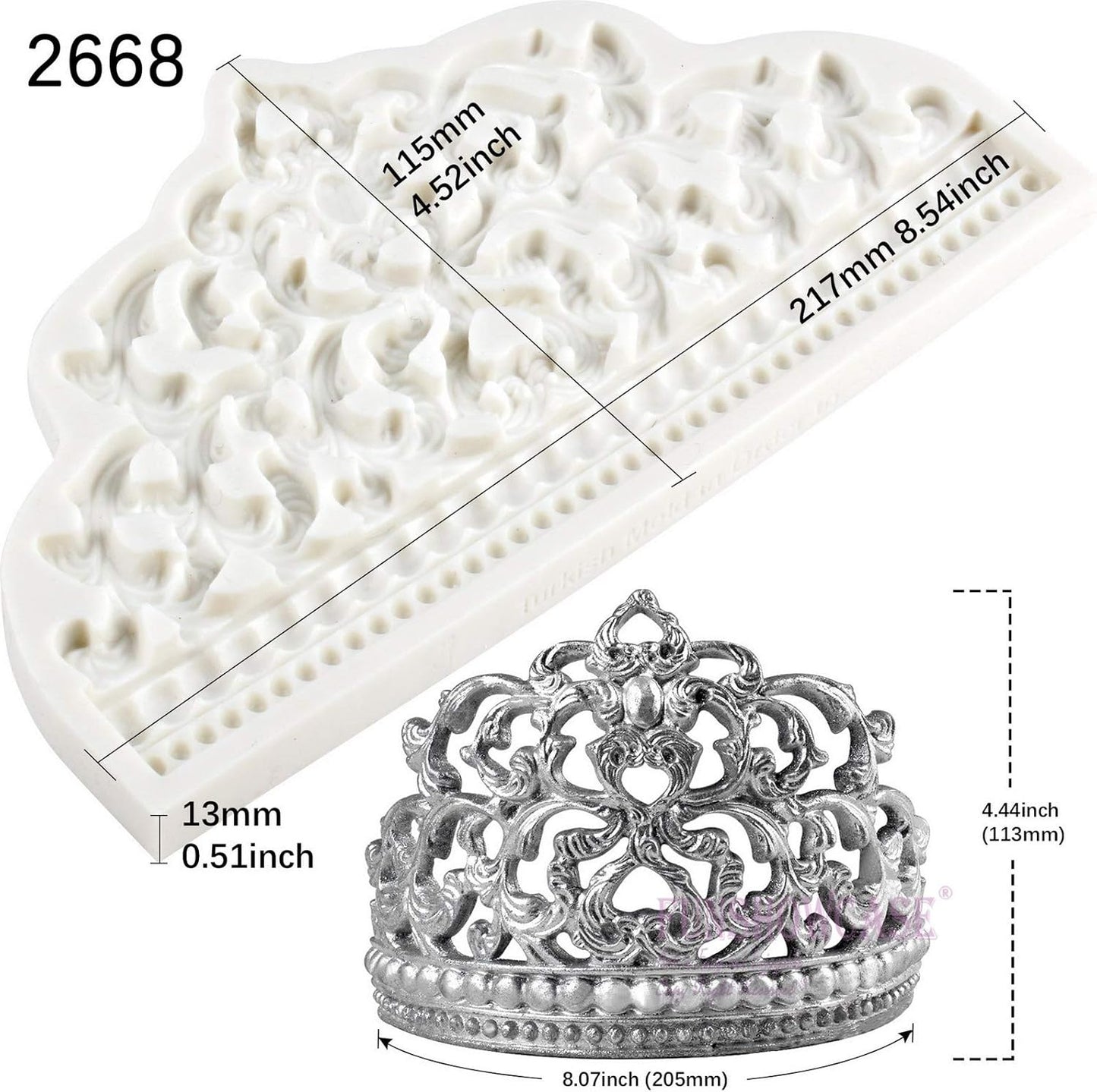 Crown Cake Topper Mold Height 4.5-6.7Inch, Baroque Style Large and Small