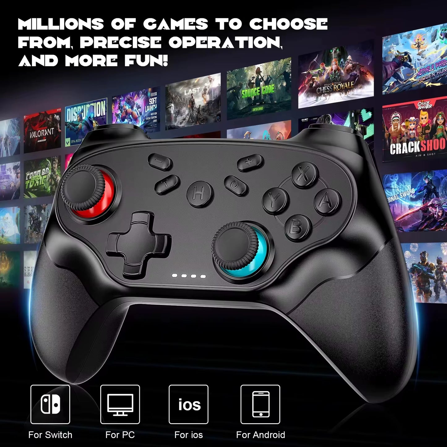 Gamepads for Switch/Pc/Ios/Android Wireless Controller with Turbo Game Controller Vibration Control Console Remote Accessories