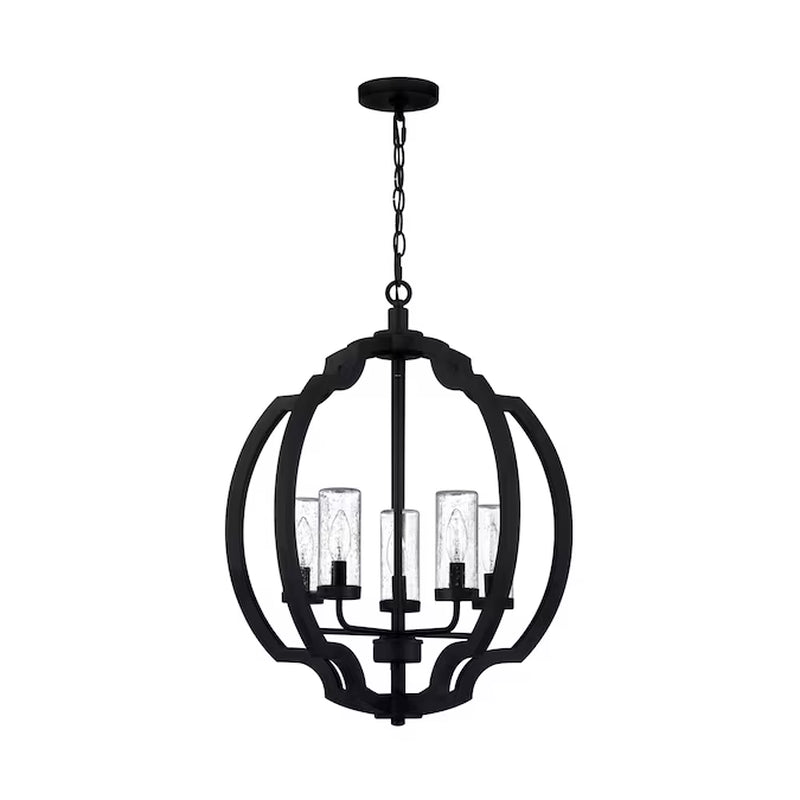 Castleton 5 -Light Matte Black Transitional for Use in Bathrooms, Bedrooms, Dining Rooms, Foyers, Kitchens, Living Rooms Chandelier