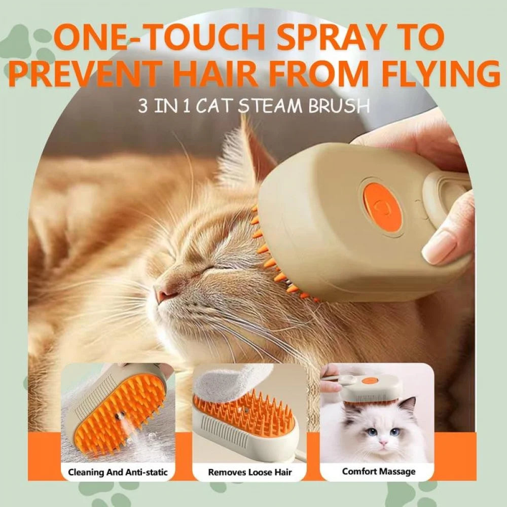 Pet Steam Brush,Cat Dog Hair Remover, Adjustable Pet Hair Remover,Pet Steamy Mist,Steam Pet Brush for Pet Hair 3-IN-1 Steamy Cat Brush Grooming Comb for Dogs Steam Brush for Cats Remove Flying Fur