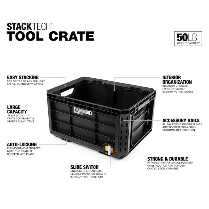 STACKTECH Crate 21-In W X 11.4-In H X 16-In D Plastic/Metal Tool Box
