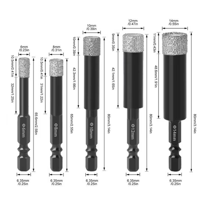 Diamond Drill Bits Diamond Drill Bit Hole Saw Ceramic Tile Drill Bits Power Drill Parts Accessories 6Mm / 8Mm / 10Mm / 12Mm /