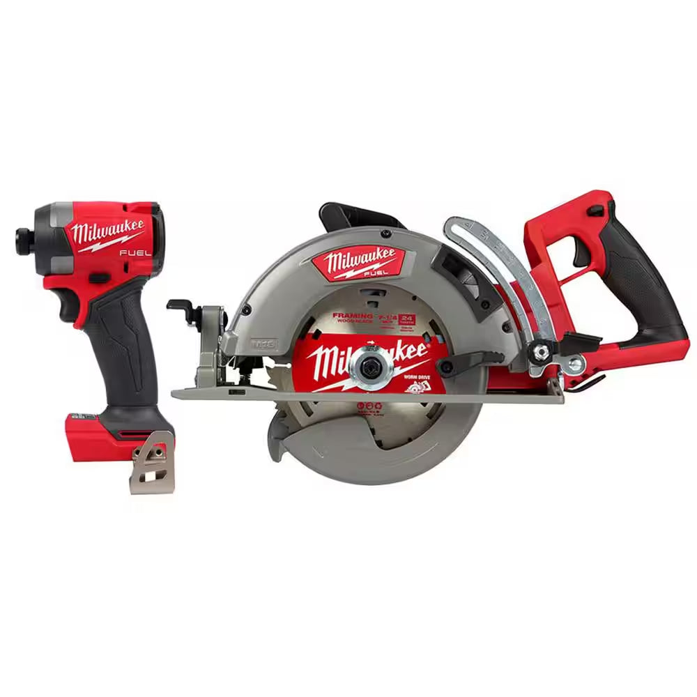 M18 FUEL 18-Volt Lithium-Ion Brushless Cordless 1/4 In. Hex Impact Driver and 7-1/4 In. Rear Handle Circular Saw