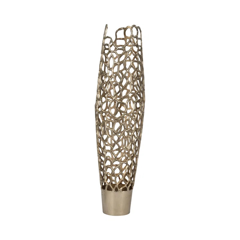 Cranfield Modern Aluminum Vase with Intricate Openwork Design