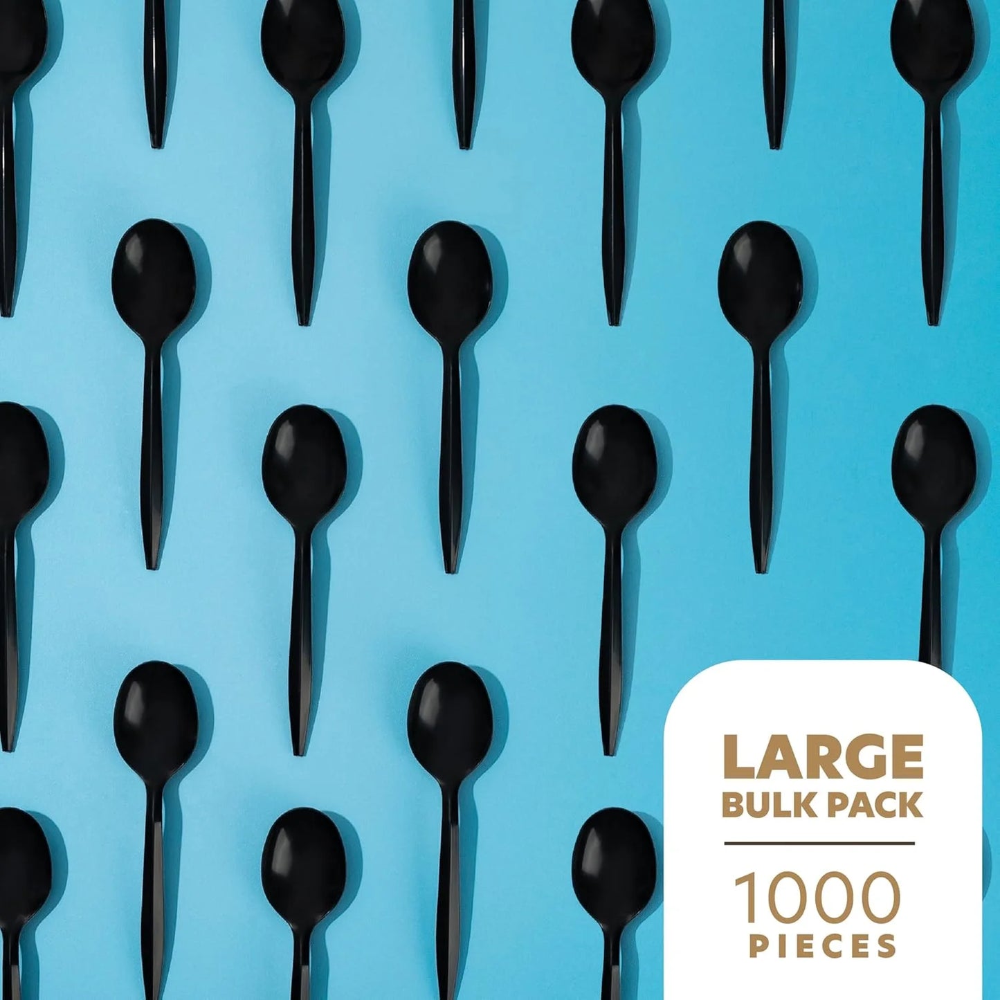 Black Plastic Silverware Soup Spoons Disposable Plastic Utensils, 1000 Pack