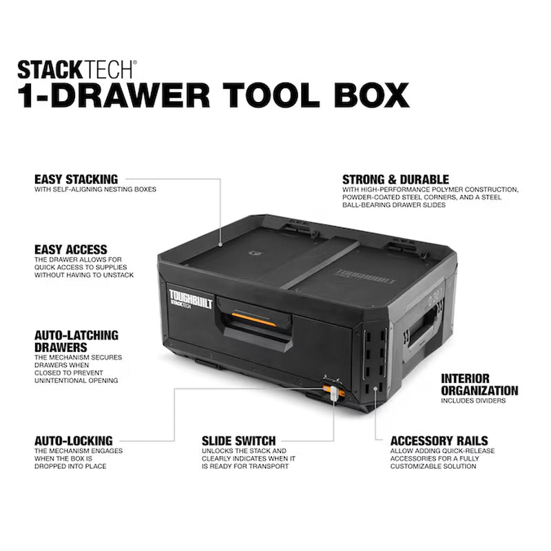 STACKTECH 21-In W X 8.8-In H X 16-In D Plastic/Metal Tool Box
