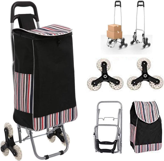No5061025 Folding Shopping Cart Grocery Wagon with Stair Climbing Wheels Red