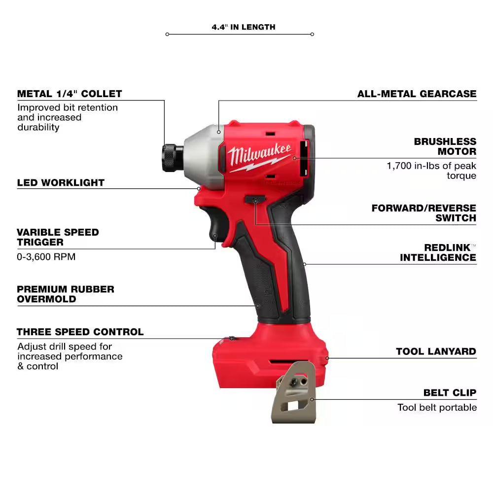 M18 18-Volt Lith-Ion Brushless Cordless Compact Hammer Drill/Impact Combo Kit W/(2) Batteries & M18 5.0 Ah Battery
