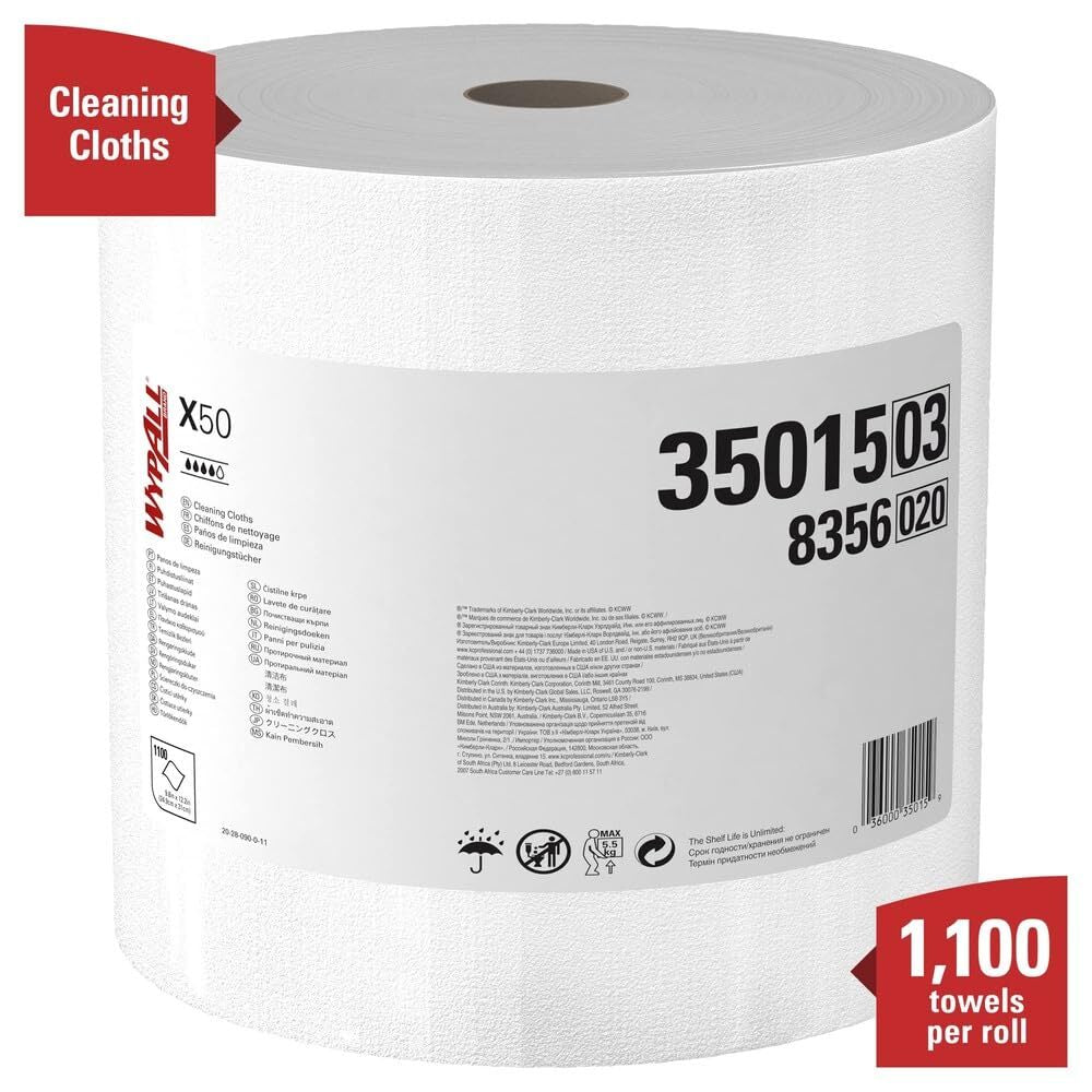 Wypall General Clean X50 Jumbo Roll Paper Towels 100 Sheets Durable Wipes