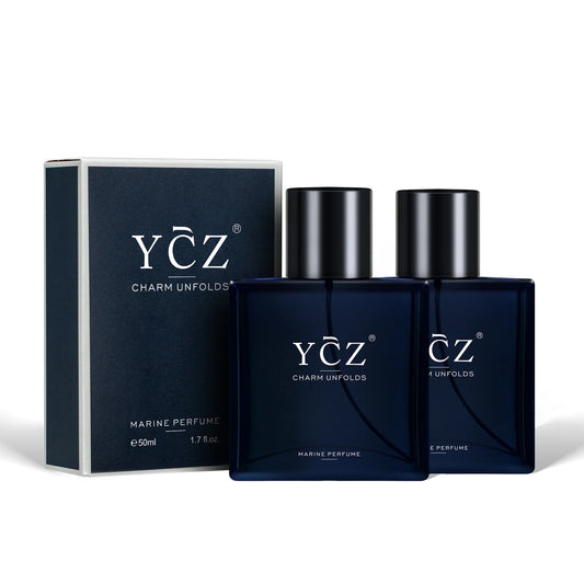 Charm Unfolds Marine Perfume for Men, 1.7 Oz. Long Lasting Eau De Parfum Cologne for Men, Oriental Woody Fragrance - Ideal Special Occasions, Making It the Ideal Gentlemen’S Gift (2-Pack).