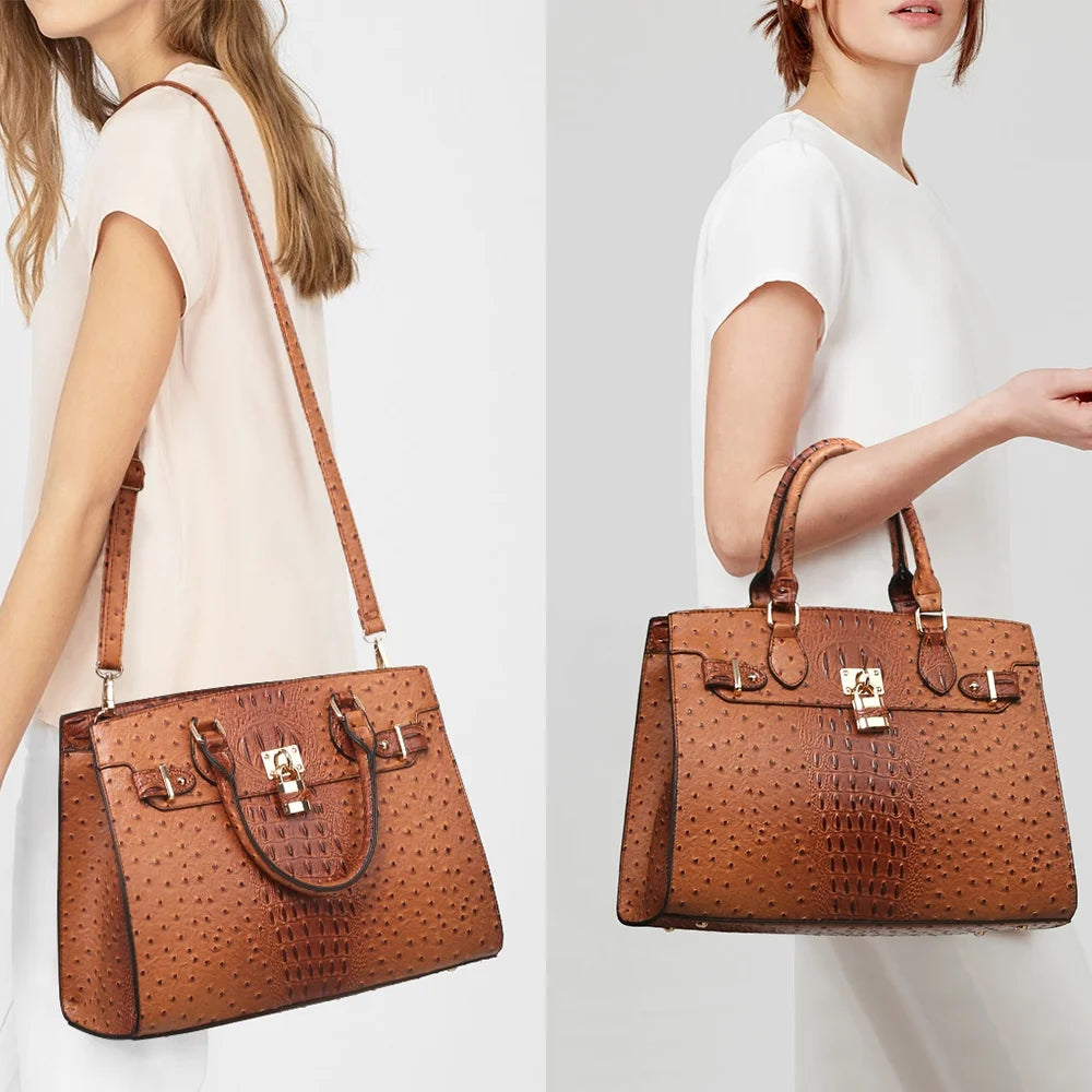 Women Handbags and Purses Ladies Shoulder Bag Top Handle Satchel Tote Work Bag with Matching Clutch