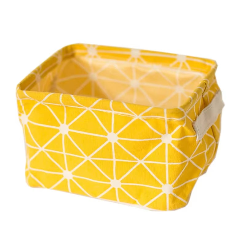 Toy Storage Fabric Foldable Storage Basket Cotton and Hemp Desktop Storage Box Small Fresh Waterproof Storage Basket Storage Box