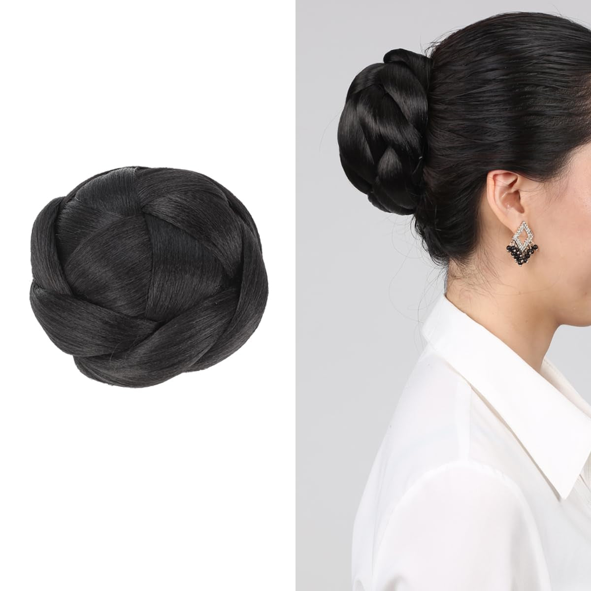 Updo Bun Wig 1B# Donut Hair Womens Hat Human Hair Braided Ladies Wigs Ponytail Extension Short Braids Wig Extend to Weave Miss